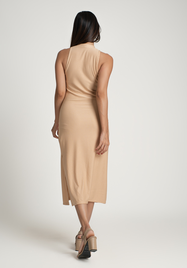 ASTROIDE SLEEVELESS BEIGE DRESS 